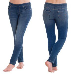 PajamaJeans Womens Dark Wash Mid Rise Stretch Pull On Skinny Jean Jeggings XXS
